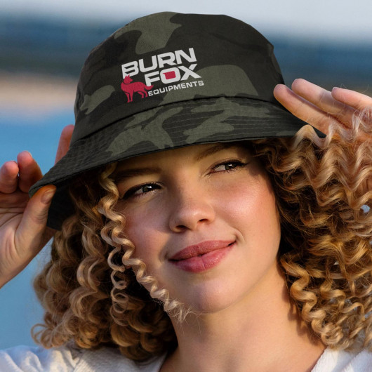 Camo Bucket Hats Worn By Model